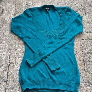 Express Teal V-Neck Sweater for Women Size M